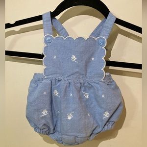 Janie and Jack 0-3 Months Chambray Light Blue Floral Bubble Baby Girl Spring